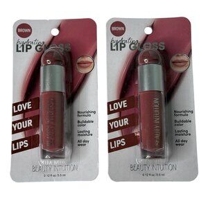 Beauty Intuition Hydrating Lip Gloss 2 Pack Brown New